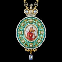 Панагия серебряная с финифтьевым образом аг-2.7.0630П-144П