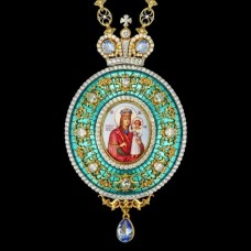 Панагия серебряная с финифтьевым образом аг-2.7.0630П-144П