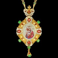 Панагия серебряная в позолоте с финифтью и цепью аг-2.7.0647П-152П