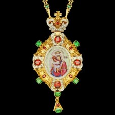 Панагия серебряная в позолоте с финифтью и цепью аг-2.7.0647П-152П