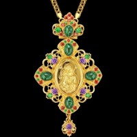 Панагия латунная в позолоте с принтом и литьевым распятием аг-2.7.0704ЛП