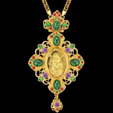 Панагия латунная в позолоте с принтом и литьевым распятием аг-2.7.0704ЛП