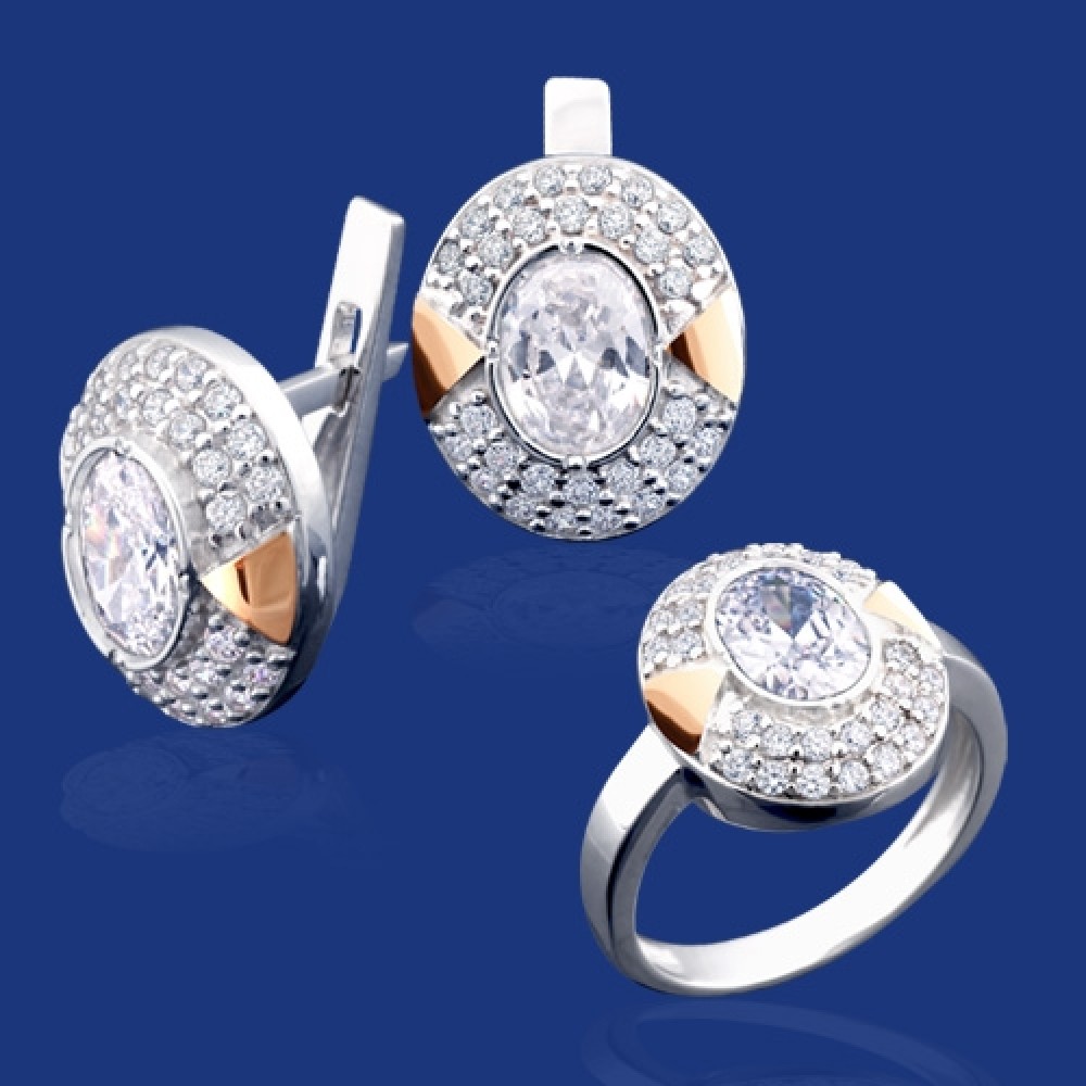 Серебряный гарнитур с золотом бц-221