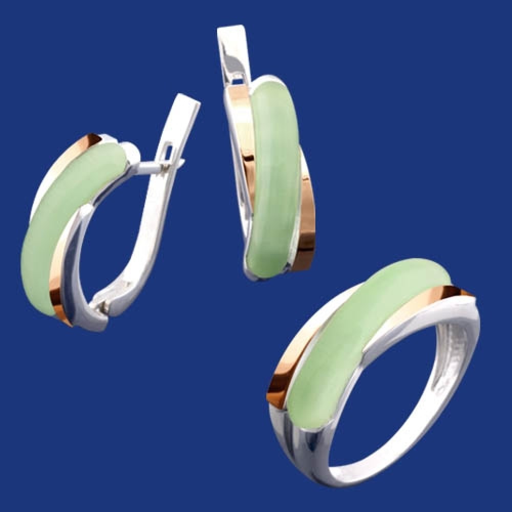 Срібний гарнітур з золотом бц-248