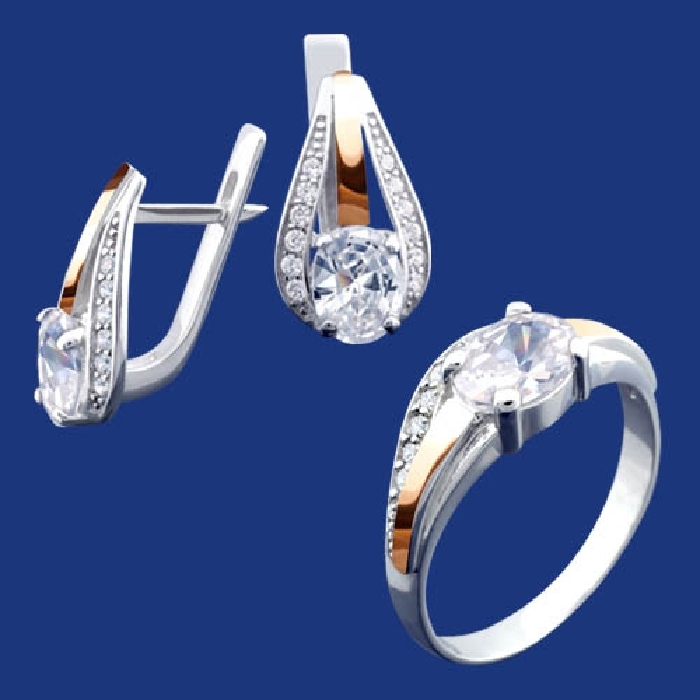 Срібний гарнітур з золотом бц-263