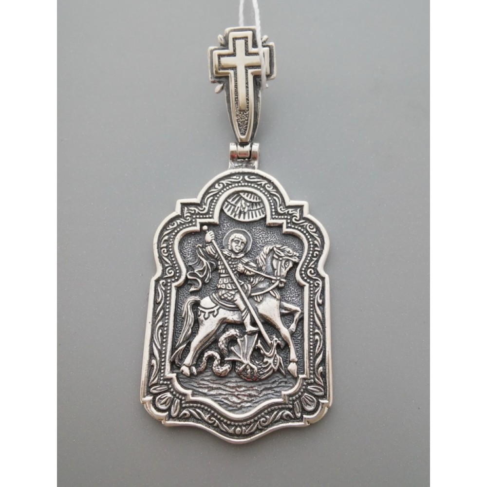 Серебряная ладанка  Георгий Победоносец 925 пробы