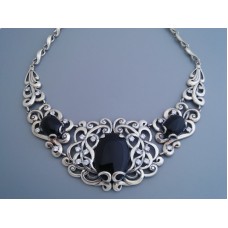 Срібне велике кольє з оніксом бр-4160004