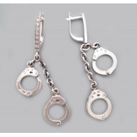 Серебряные серьги в виде наручников "Свобода" бр-1110870