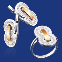 Срібний гарнітур з золотом бц-031