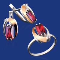 Серебряный гарнитур с золотом бц-042