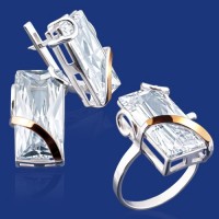 Срібний гарнітур з золотом бц-062