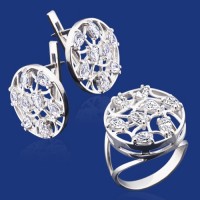 Серебряный гарнитур с золотом бц-079