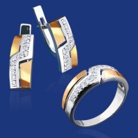 Серебряный гарнитур с золотом бц-165