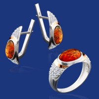 Срібний гарнітур з золотом бц-194