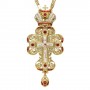 Хрест латунний у позолоті з принтом, вставками та ланцюгом 2.10.0117ЛП-21ЛП