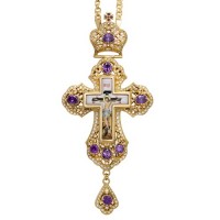 Крест латунный в позолоте с принтом и цепью 2.10.0180ЛП-21ЛП
