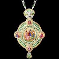 Панагия серебряная с финифтьевым образом и цепью аг-2.7.0567-152