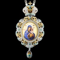 Панагия серебряная с финифтьевым образом и цепью аг-2.7.0602-11