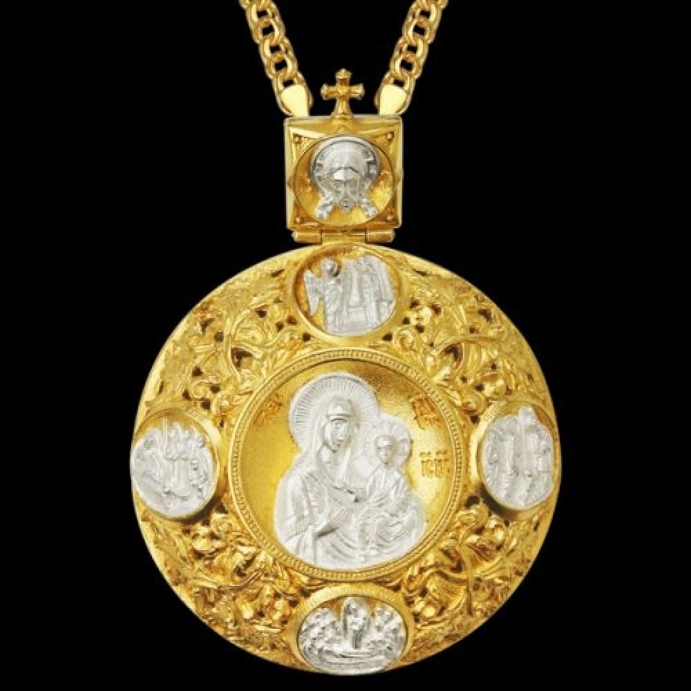 Панагия латунная с литьевым образом и цепью аг-2.7.0703ЛФ1ЛП