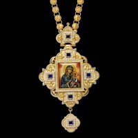 Панагия серебряная в позолоте с перламутром и цепью аг-2.7.0743П-175П