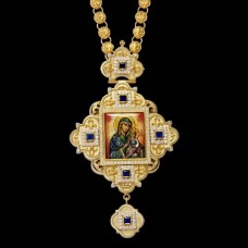 Панагия серебряная в позолоте с перламутром и цепью аг-2.7.0743П-175П