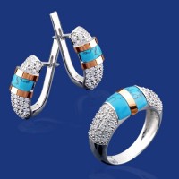 Срібний гарнітур з золотом бц-220