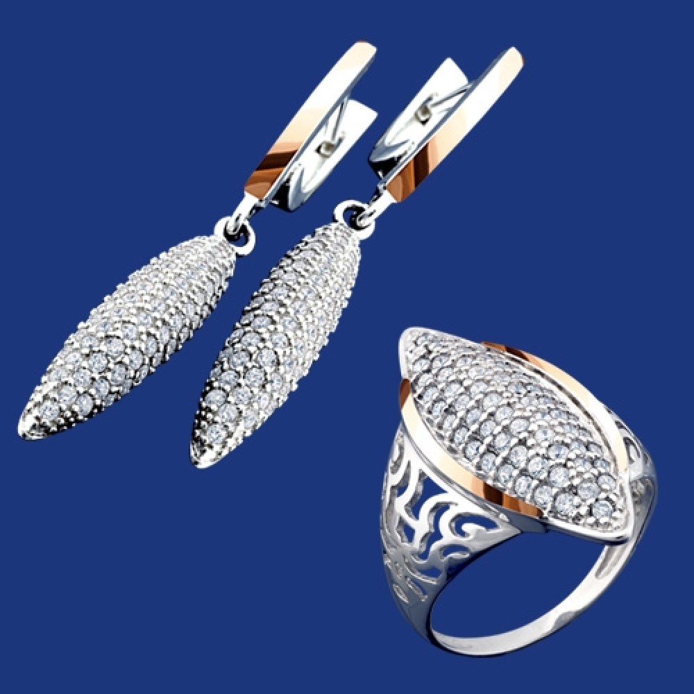 Серебряный гарнитур с золотом бц-231