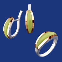 Срібний гарнітур з золотом бц-247