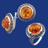 Серебряный гарнитур с золотом бц-257ян