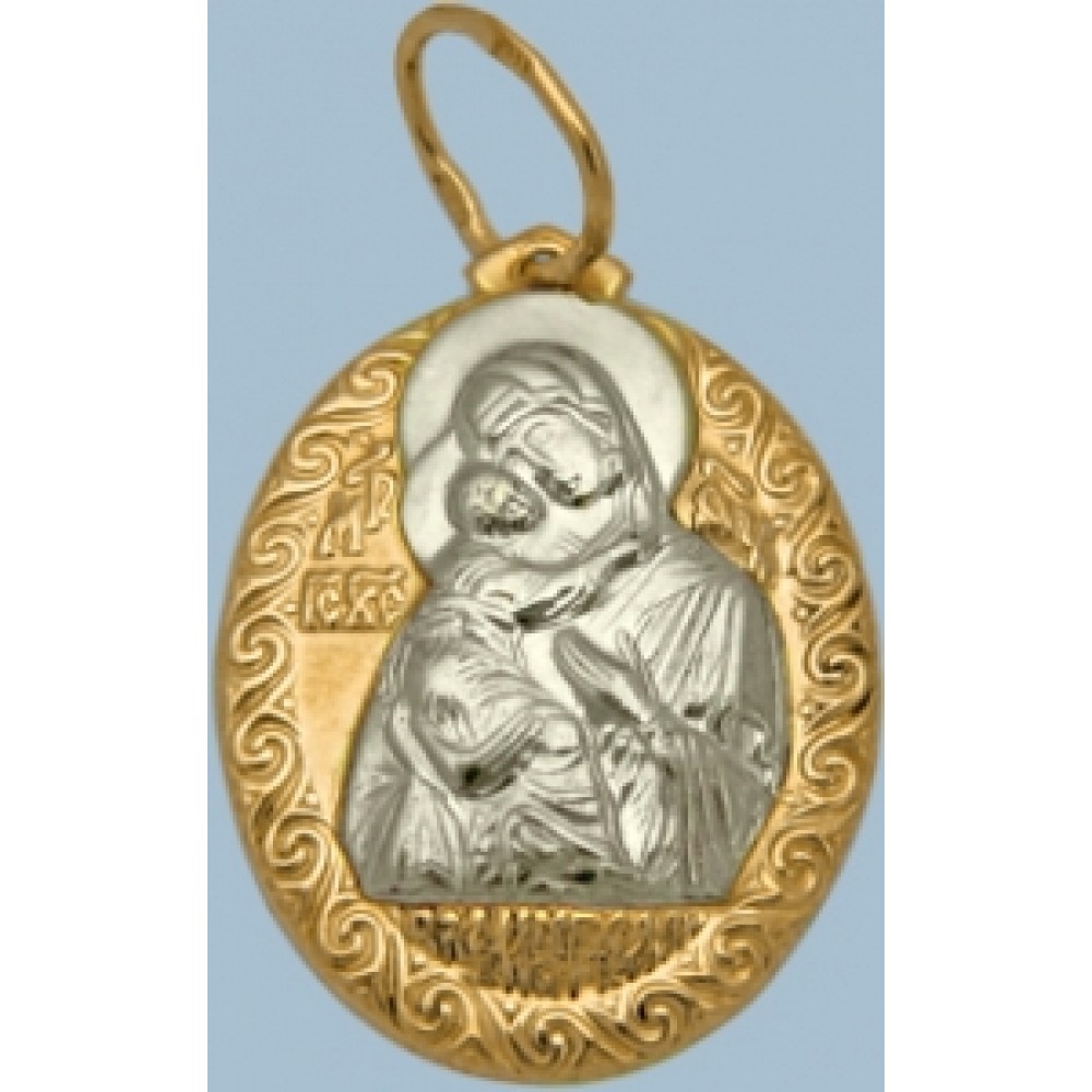 Золотая ладанка "Б.М. Владимирская" шк-3091-2