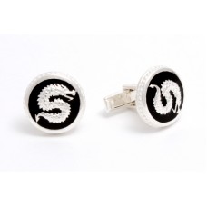 Срібний запонки з емаллю Дракон бр-6100028