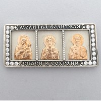 Срібна ікона в машину з позолотою та камінням ШК-9211