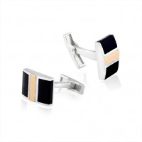 Серебряные запонки с ониксом БЦЮ-345