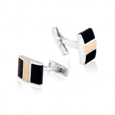 Серебряные запонки с ониксом БЦЮ-345