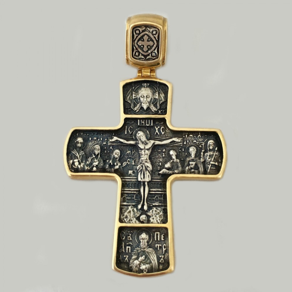 Крест серебряный с частичной позолотой Распятие ЛЗ-34012