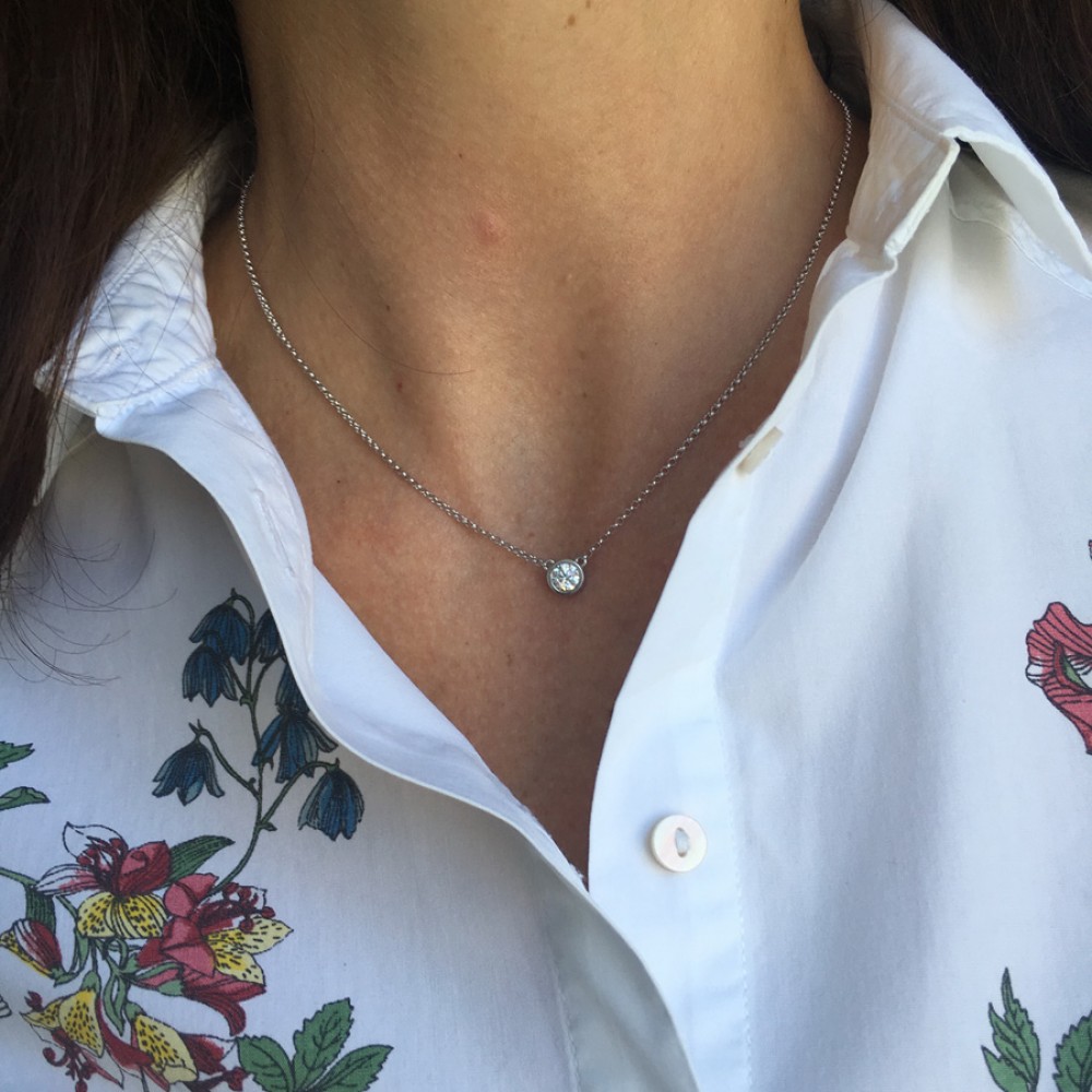 Срібне кольє Камінчик на ланцюгу ЮМ-6124