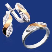 Срібний гарнітур з золотом бц-009