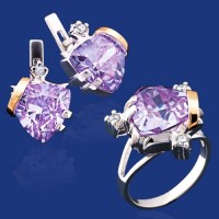 Серебряный гарнитур с золотом бц-041