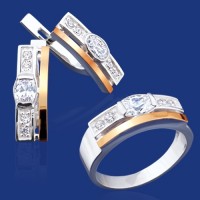 Серебряный гарнитур с золотом бц-061