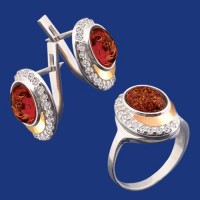 Серебряный гарнитур с золотом бц-146