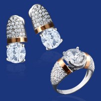 Серебряный гарнитур с золотом бц-164