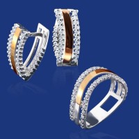 Серебряный гарнитур с золотом бц-179