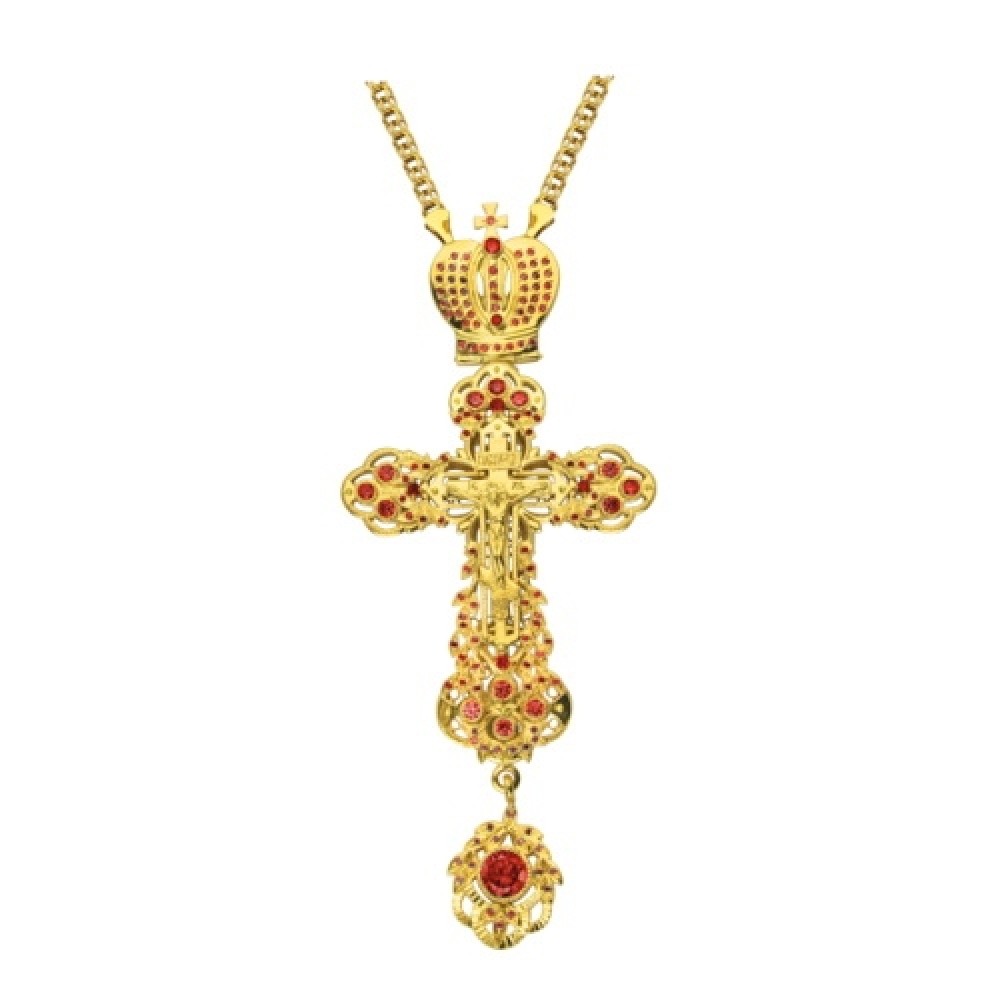 Крест наперсный "Ажурный" латунный в позолоте с цепью 2.10.0006ЛП1ЛП