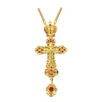 Крест наперсный "Ажурный" латунный в позолоте с цепью 2.10.0006ЛП1ЛП