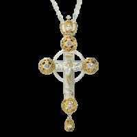 Крест латунный со вставками и цепью 2.10.0124Л1Л