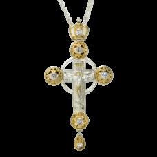 Крест латунный со вставками и цепью 2.10.0124Л1Л