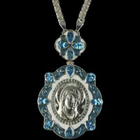 Панагия малая серебряная с натуральными вставками аг-2.7.01021Н1