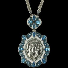 Панагия малая серебряная с натуральными вставками аг-2.7.01021Н1