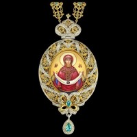 Панагия серебряная с финифтьевым образом и цепью аг-2.7.0505-148П