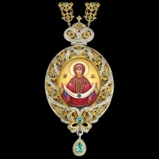 Панагия серебряная с финифтьевым образом и цепью аг-2.7.0505-148П